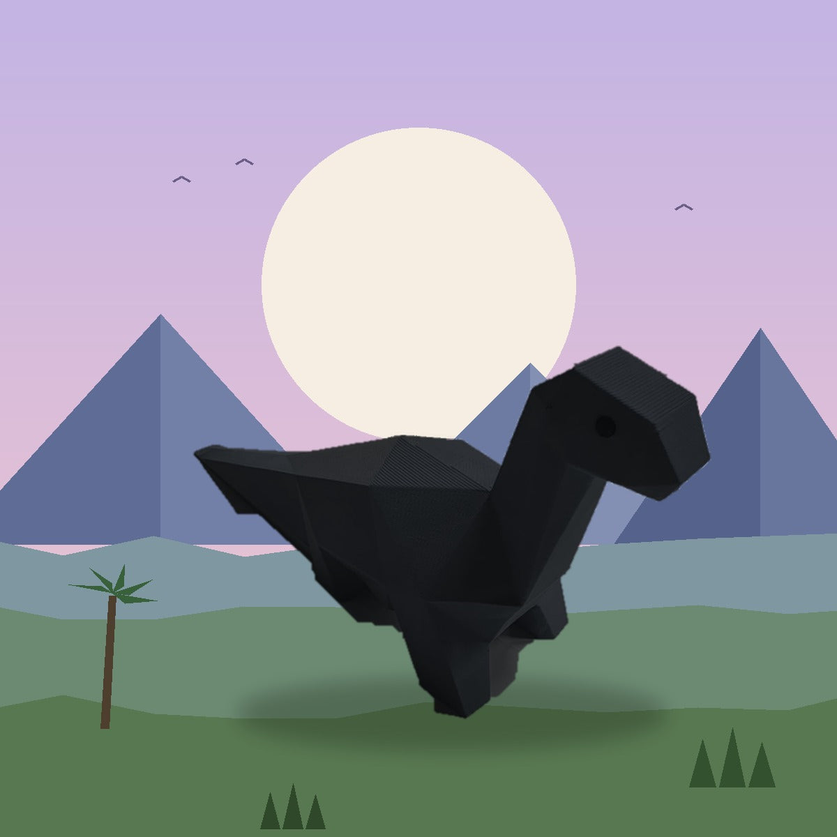 Black Brontosaurus 3D printed dinosaur doorstop