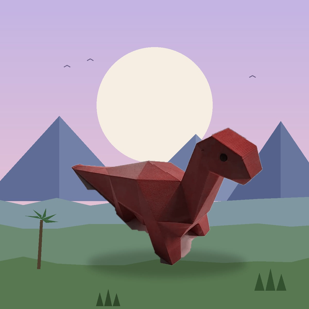 Red Brontosaurus 3D printed dinosaur doorstop