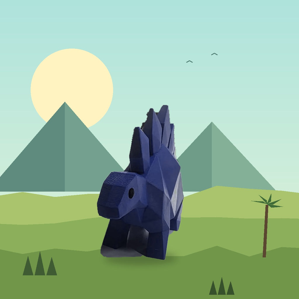 Blue Stegosaurus 3D printed dinosaur doorstop