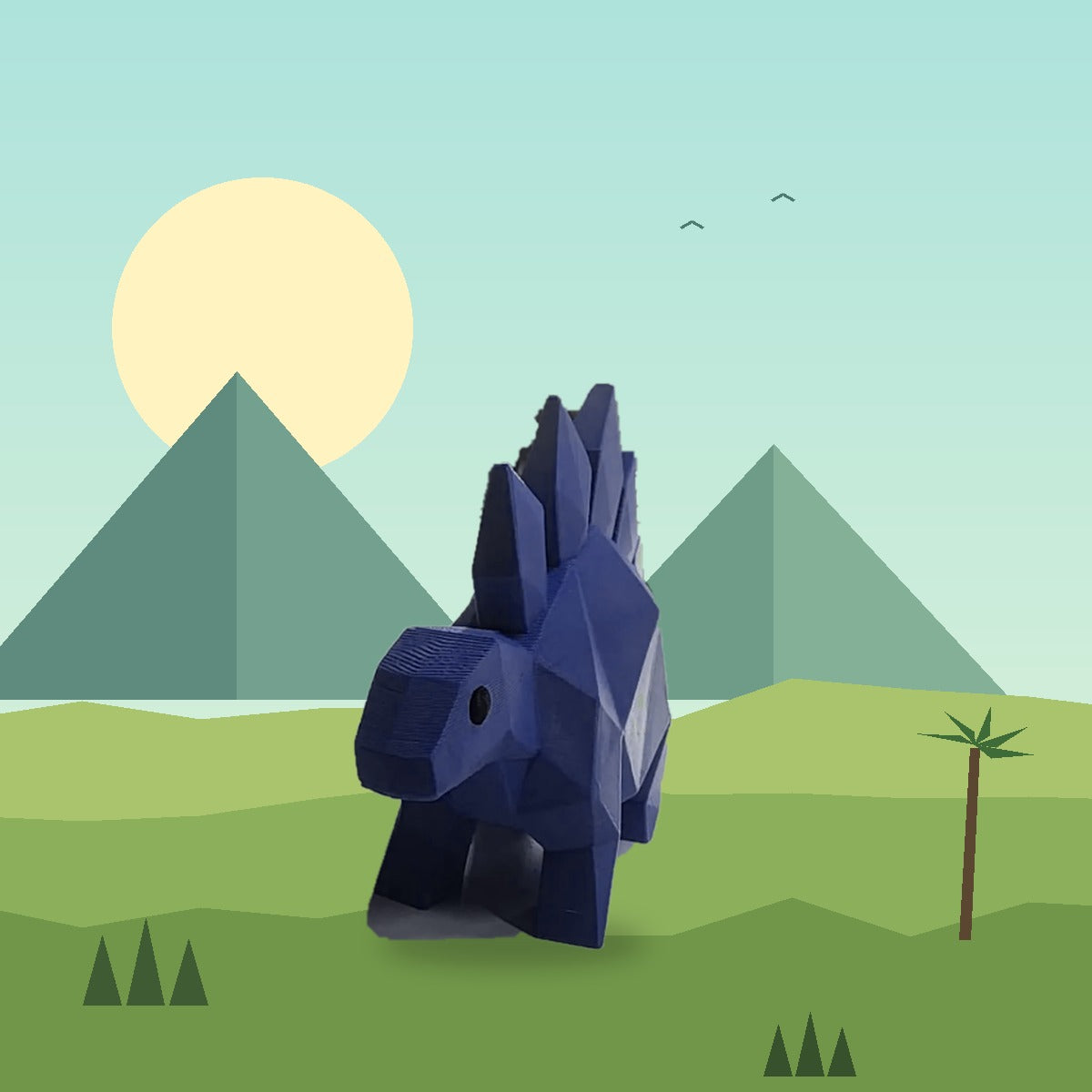 Blue Stegosaurus 3D printed dinosaur doorstop
