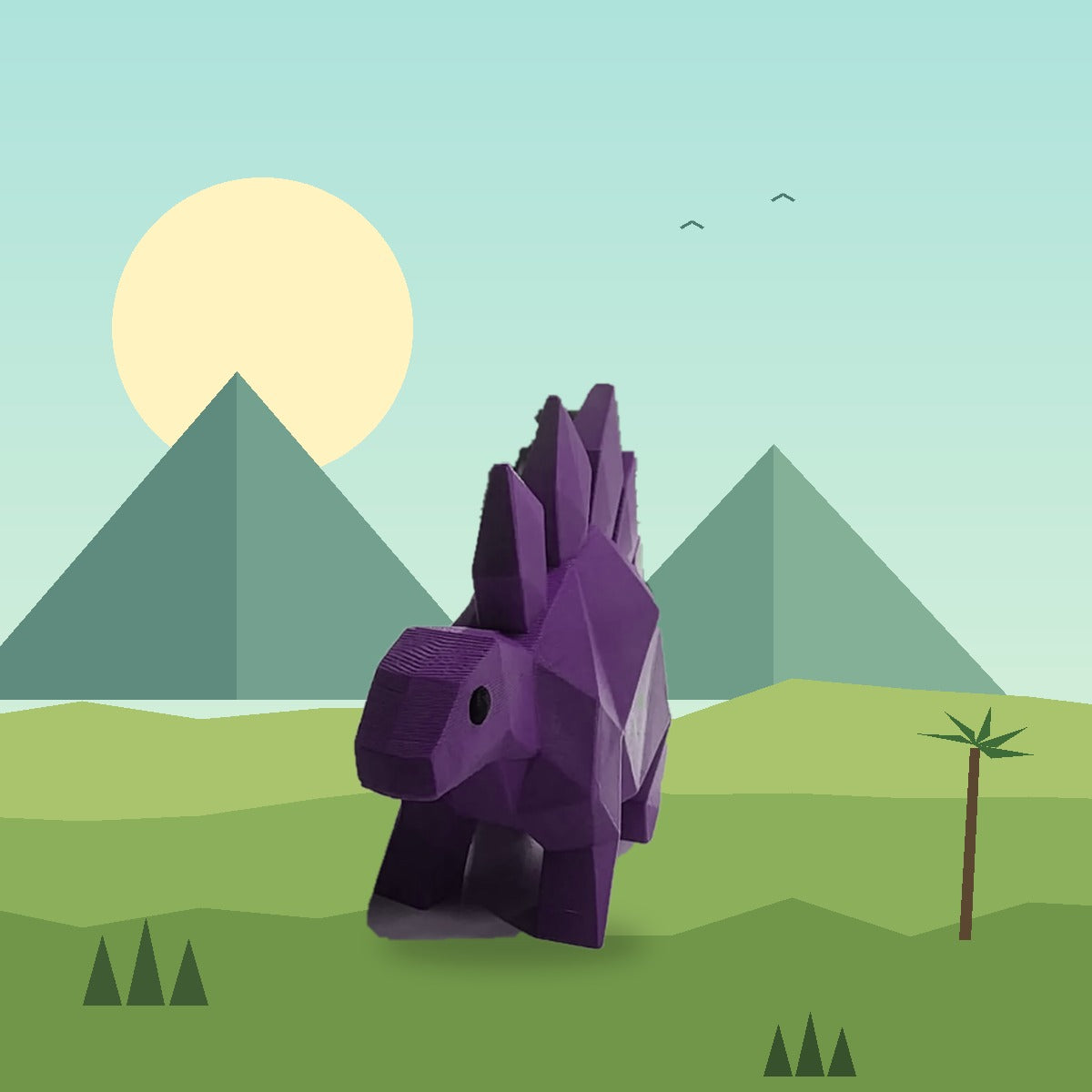 Purple Stegosaurus 3D printed dinosaur doorstop