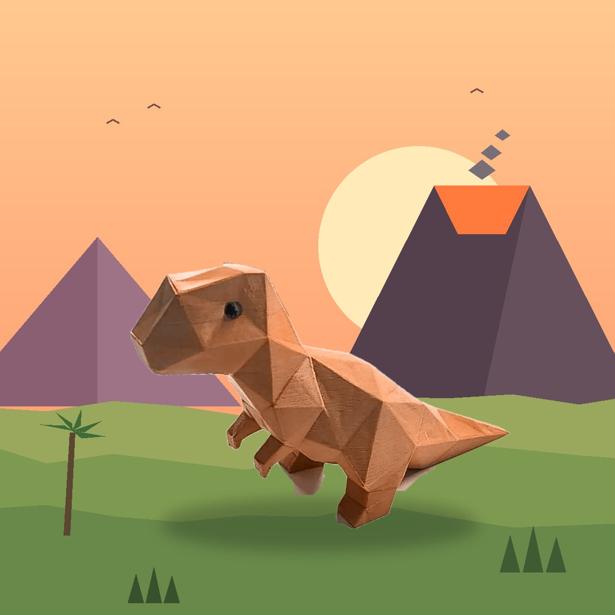 Orange T-Rex 3D printed dinosaur doorstop